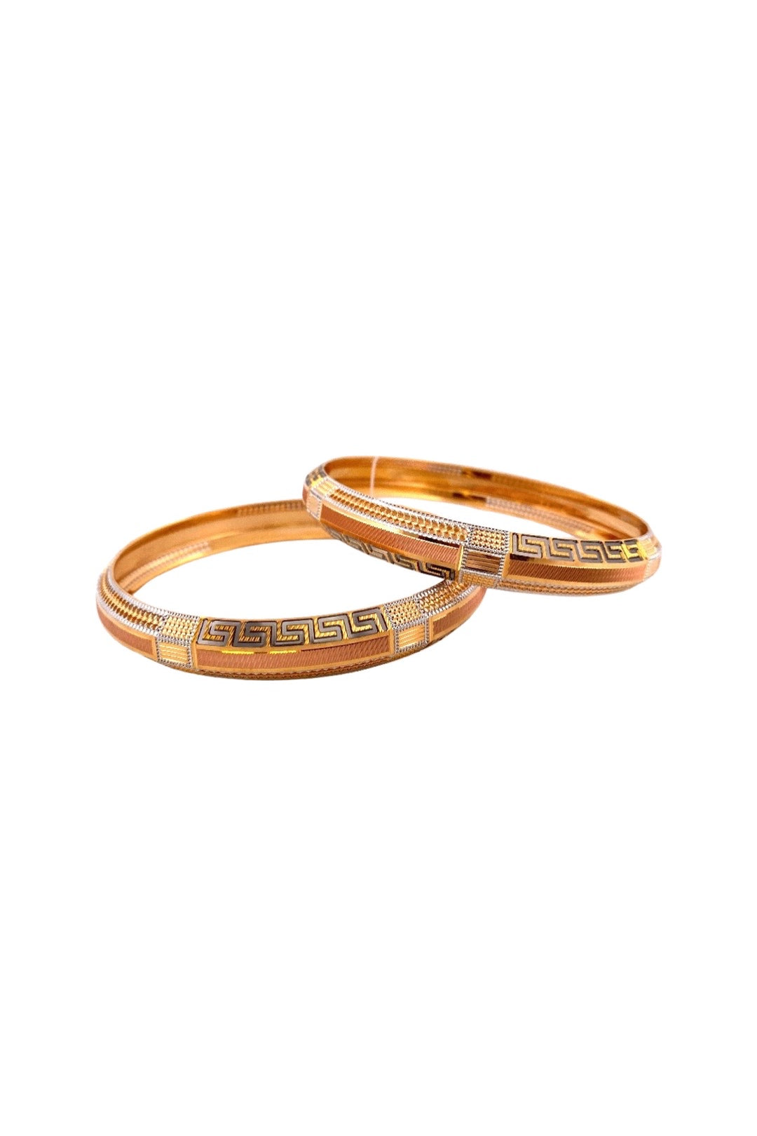 22K Gold Two-tone Vintage Designer Pair of Bangles