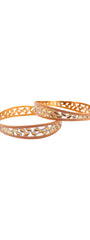 22K Gold Leaf-design Rose Gold 2 Pieces Set Of Bangles