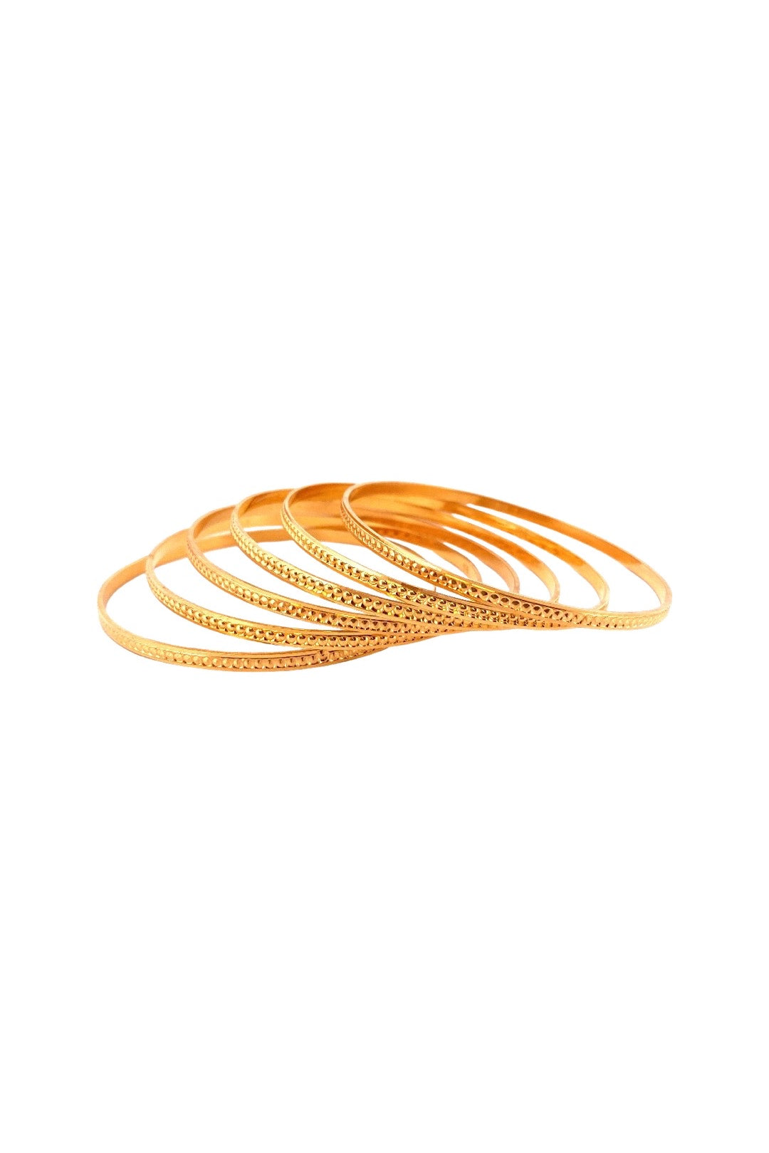 22K Gold Dotted-design Plain 6 Pieces Bangles Set