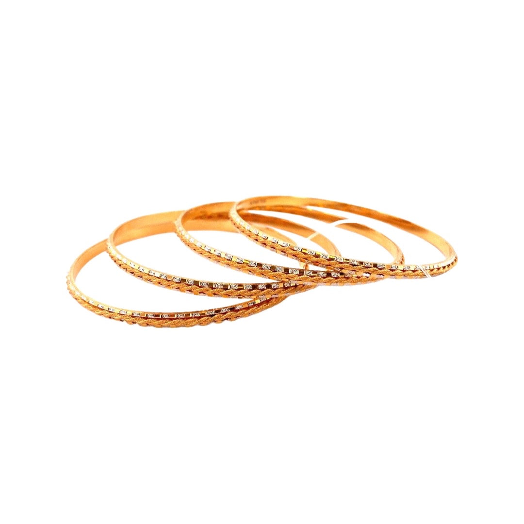 22K Gold Two-tone  4 Pieces Bangles Set