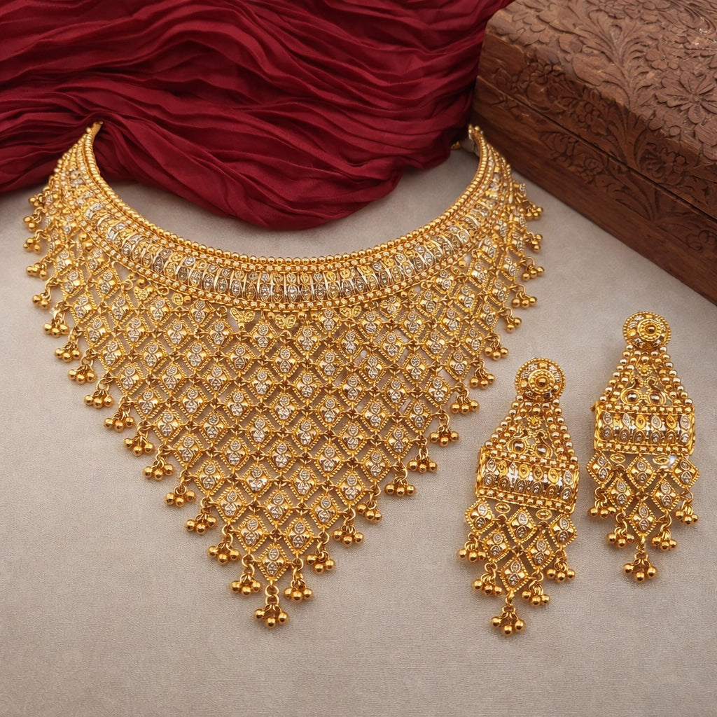 22K Gold Two-tone Designer Bridal Set
