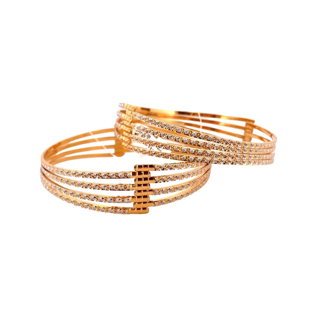 22K Gold Designer CZ Stone Bangles