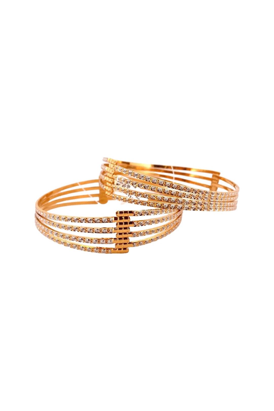 22K Gold Designer CZ Stone Bangles