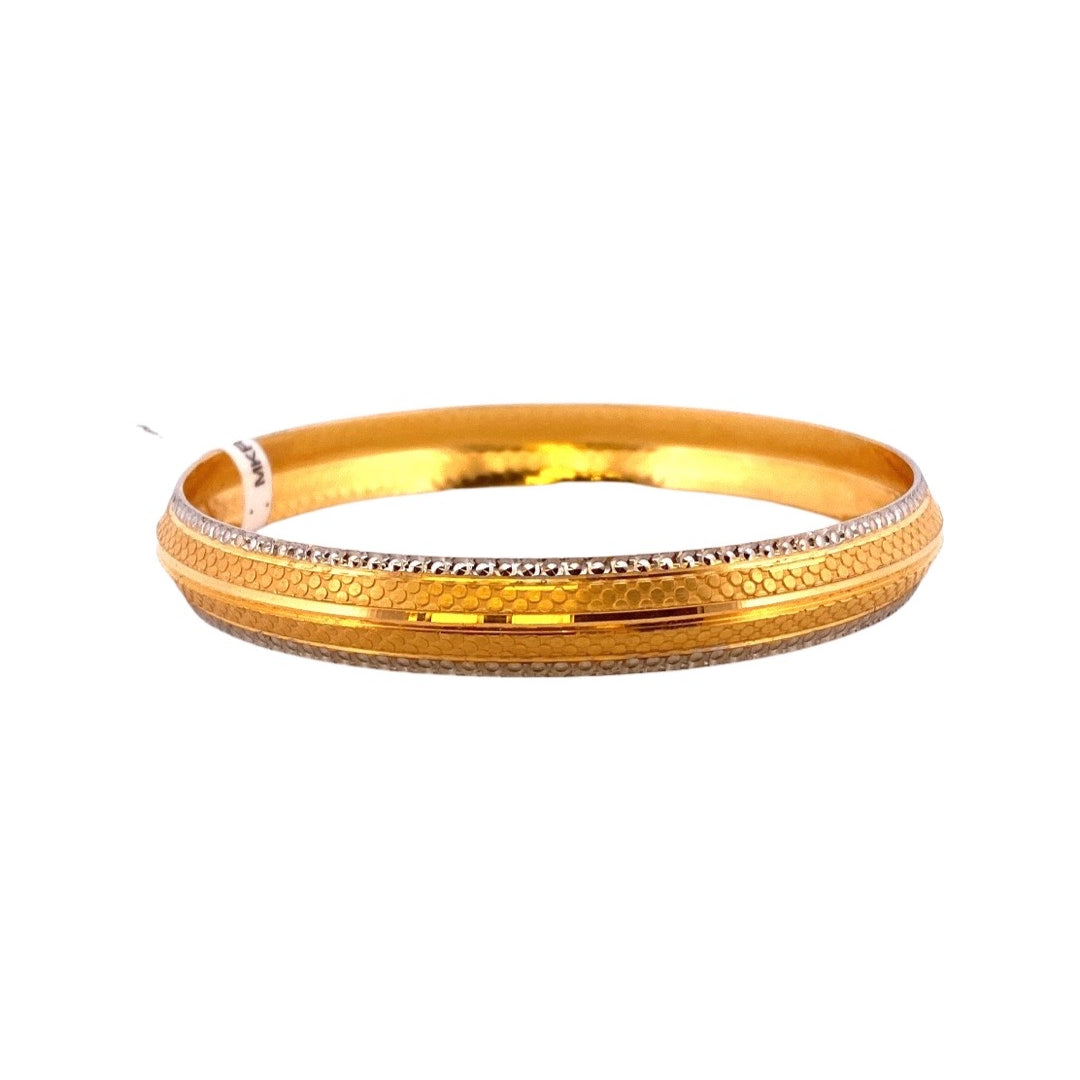 22K Gold Two-tone Dotted Pattern Men’s Kara