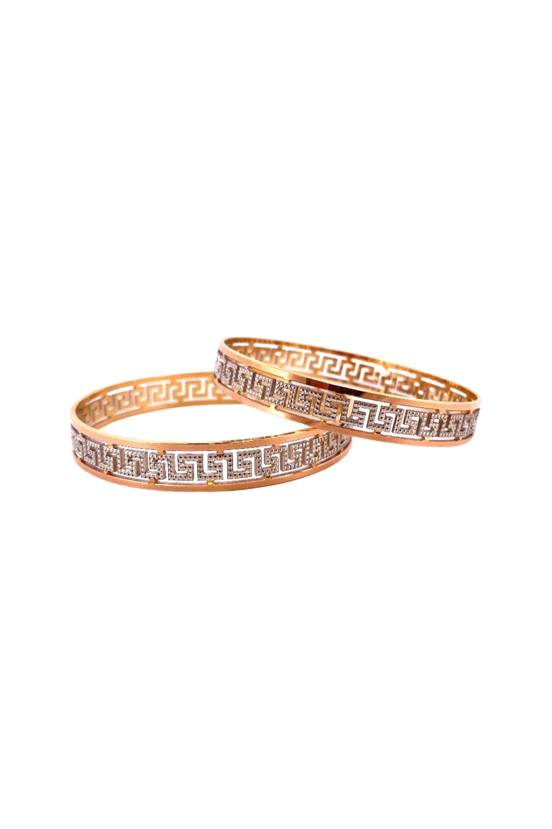 22K Gold Two-tone Designer 2 Pieces Set Of Bangles