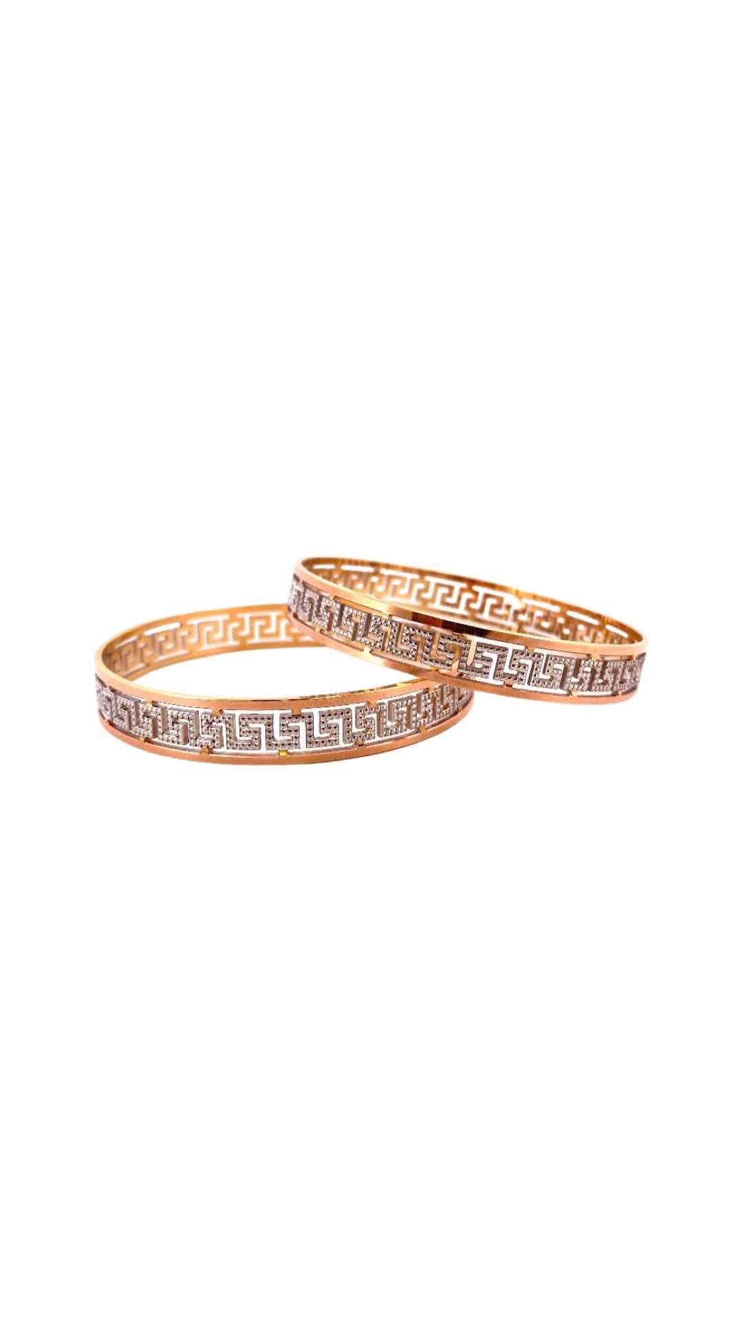 22K Gold Two-tone Designer 2 Pieces Set Of Bangles