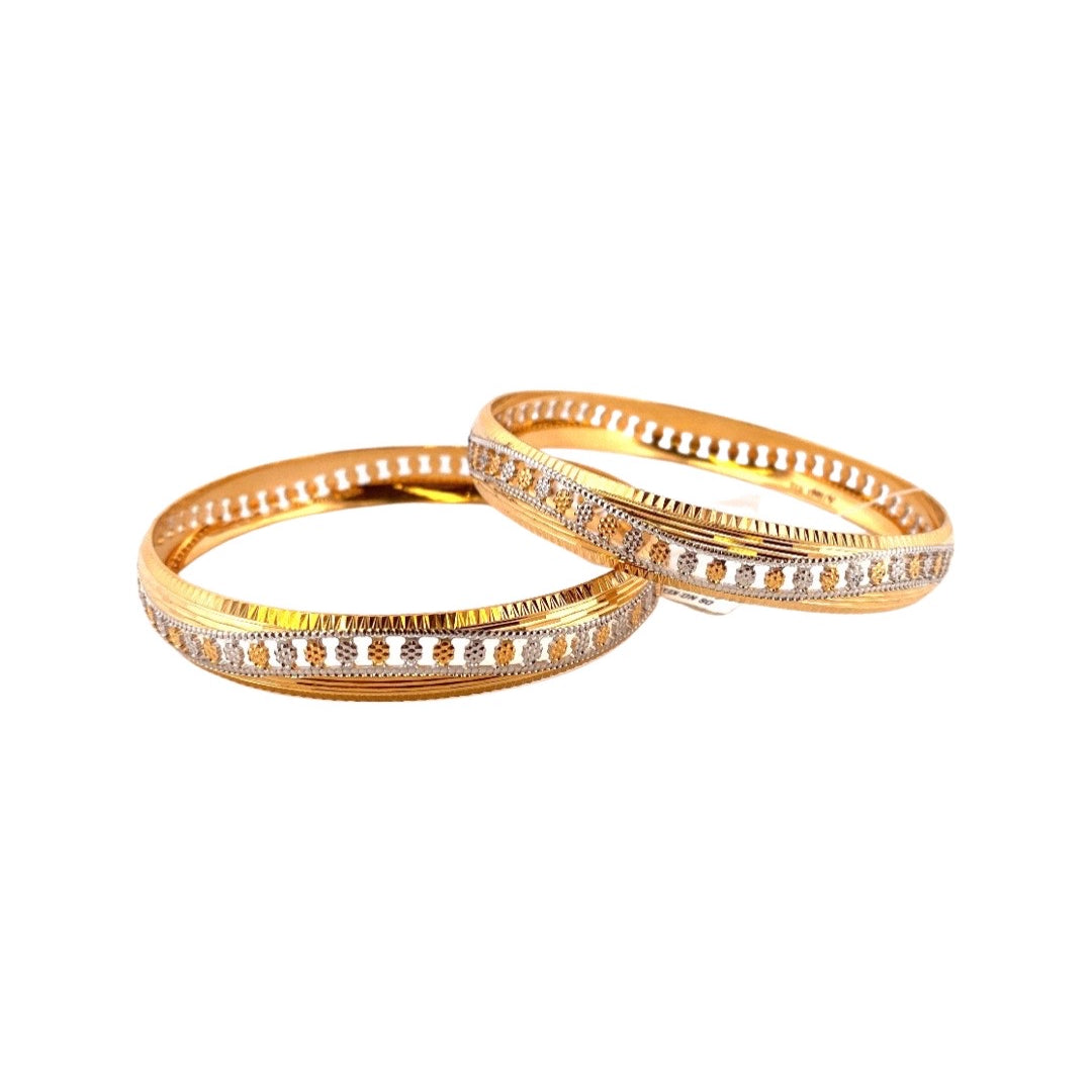 22K Gold Two-tone Flower Design 2 Pieces Set Of Bangles
