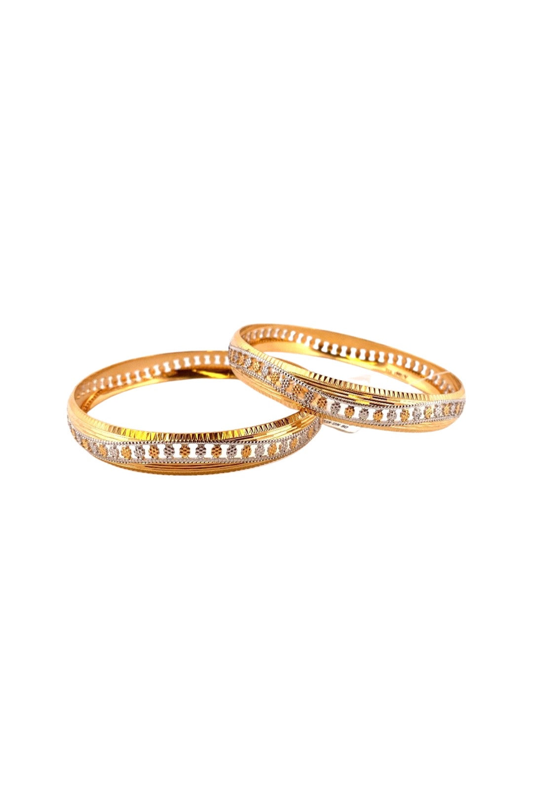 22K Gold Two-tone Flower Design 2 Pieces Set Of Bangles