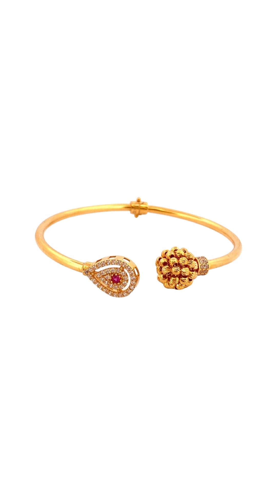 22K Gold Leaf & Round Cuff Single Bangle