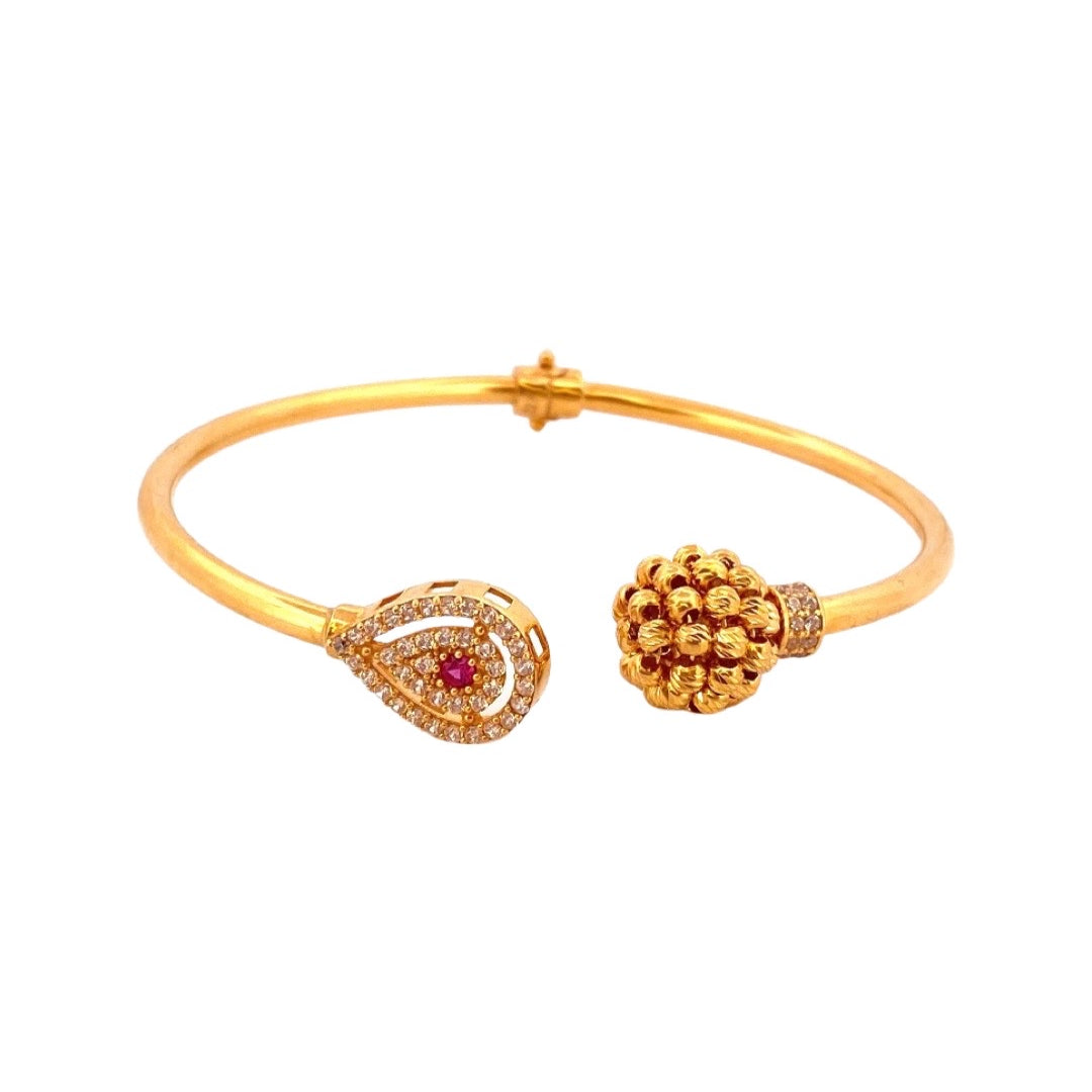 22K Gold Leaf & Round Cuff Single Bangle
