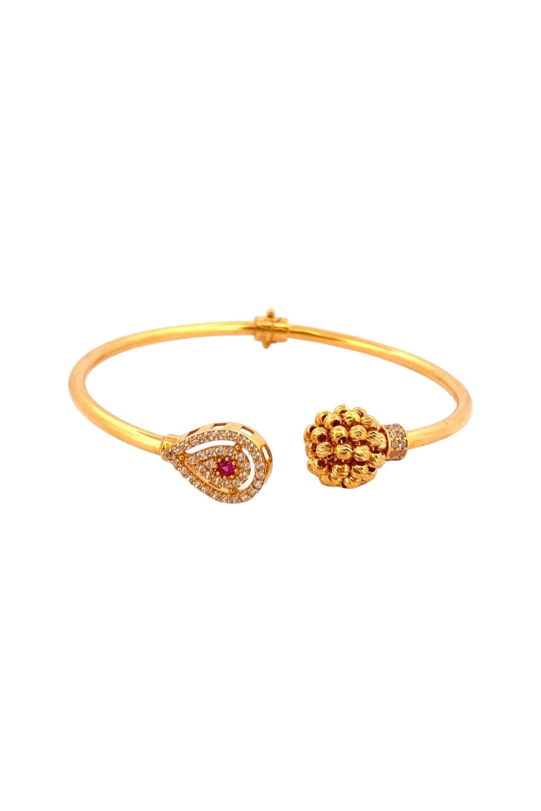 22K Gold Leaf & Round Cuff Single Bangle