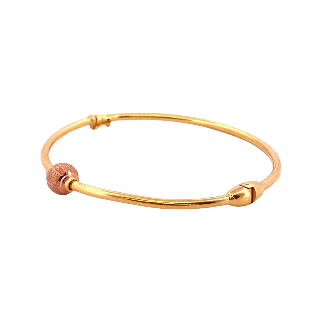 22K Gold Rose Gold Bead Decor Single Bangle