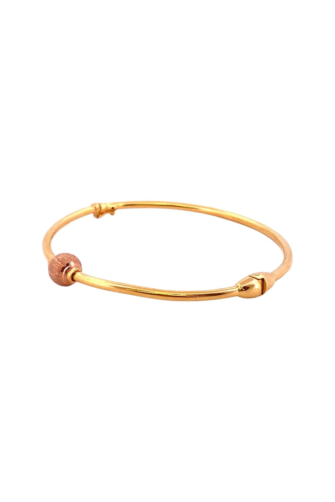 22K Gold Rose Gold Bead Decor Single Bangle