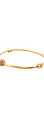 22K Gold Rose Gold Bead Decor Single Bangle