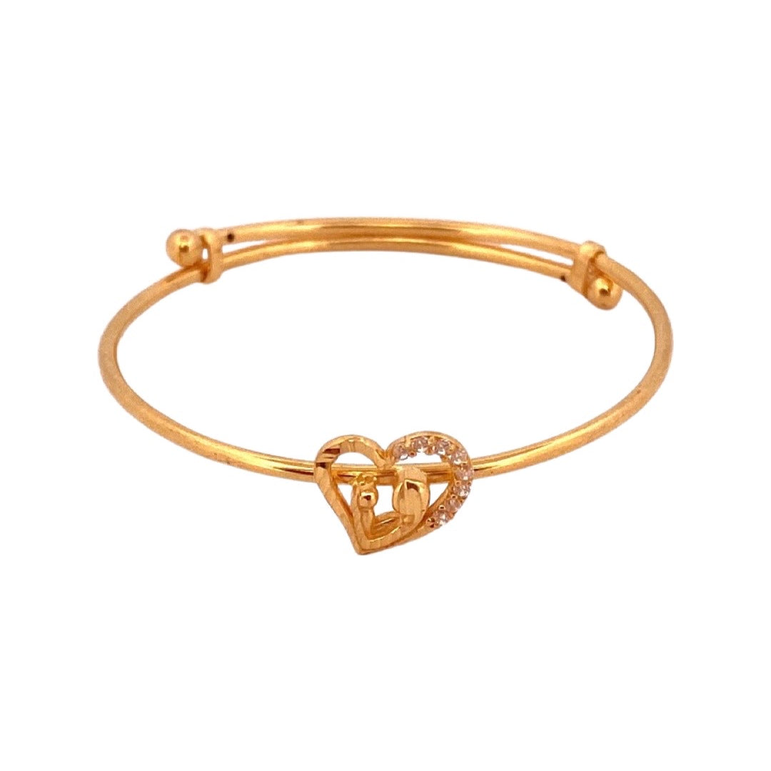 22K Gold Heart Design Baby Bangle