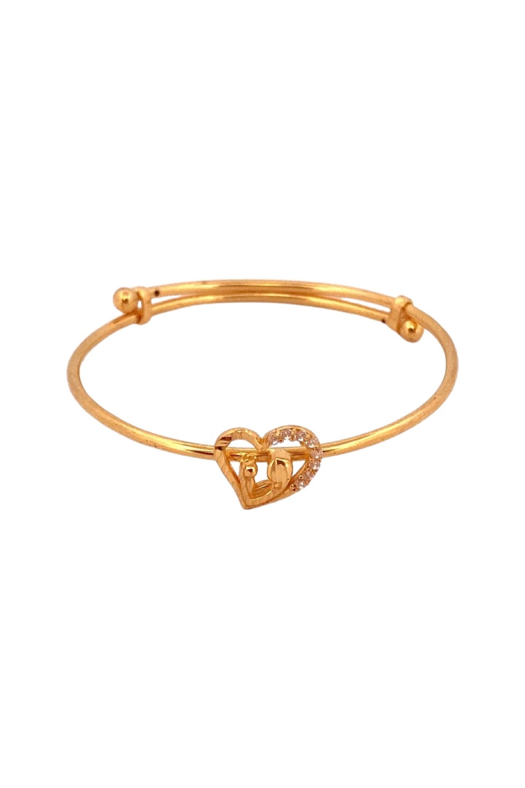 22K Gold Heart Design Baby Bangle