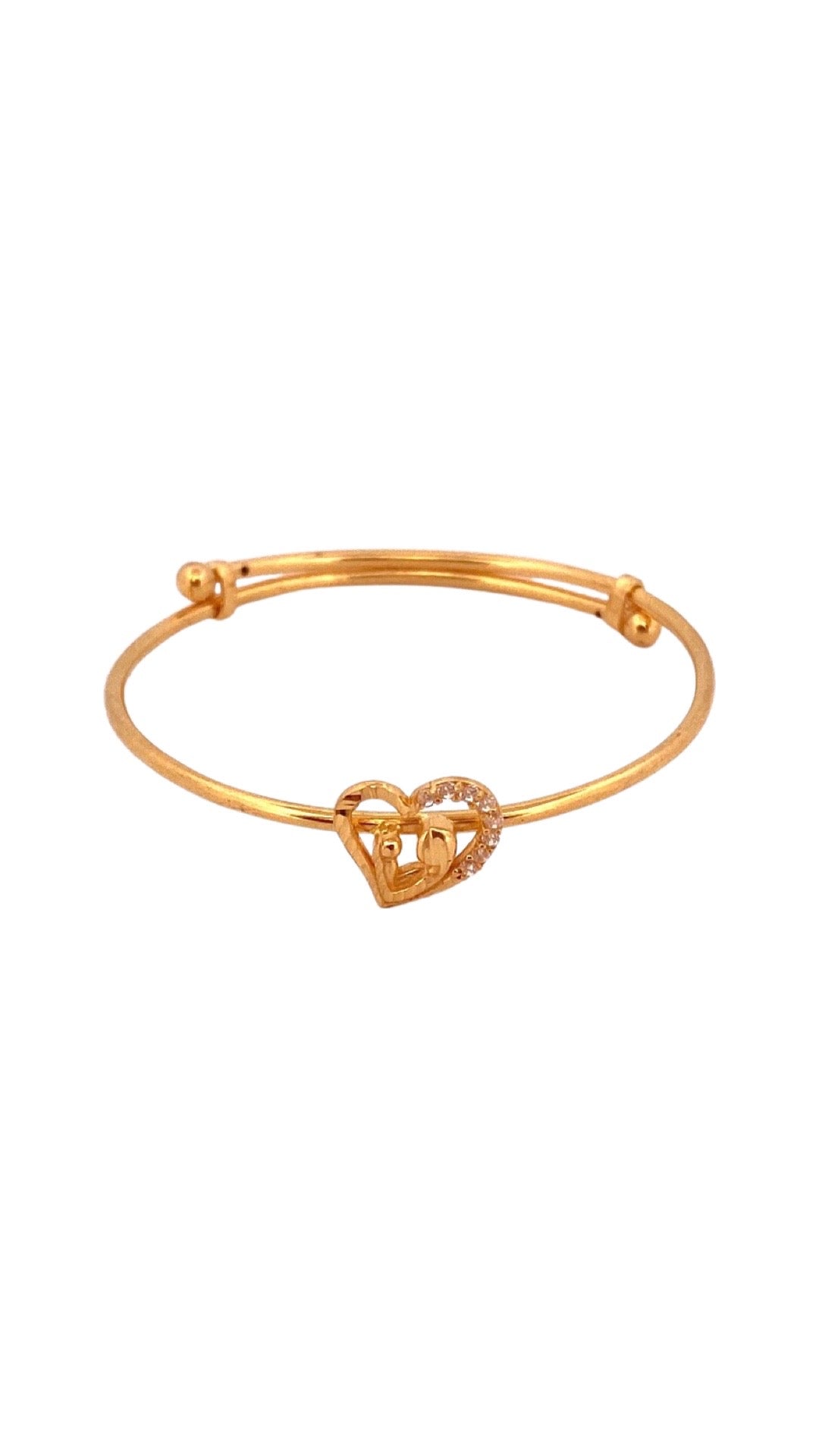 22K Gold Heart Design Baby Bangle