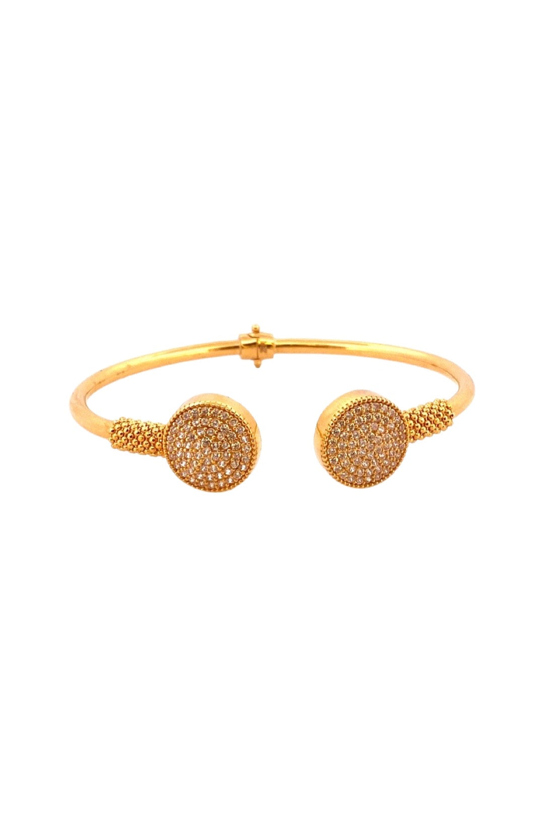 22K Gold CZ Stone Designer Cuff Single Bangle