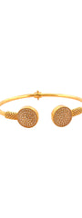 22K Gold CZ Stone Designer Cuff Single Bangle