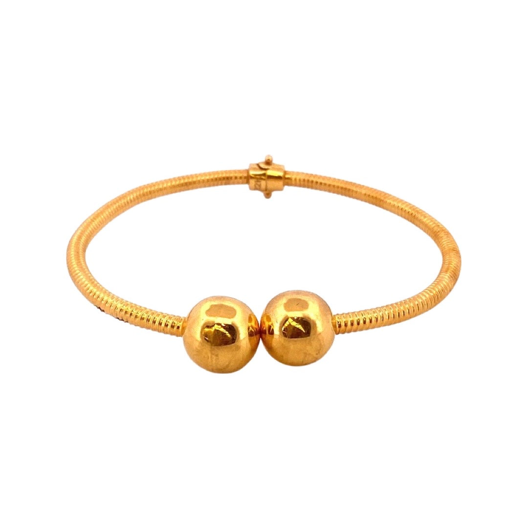 22K Gold Plain Bead Cuff Single Bangle