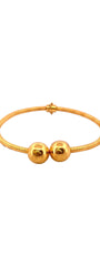 22K Gold Plain Bead Cuff Single Bangle