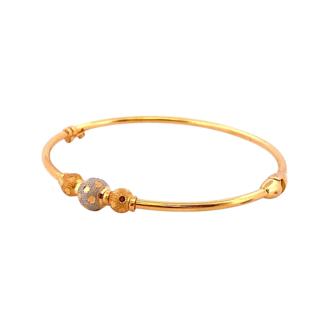 22K Gold Three-Beads Decor Single Bangle