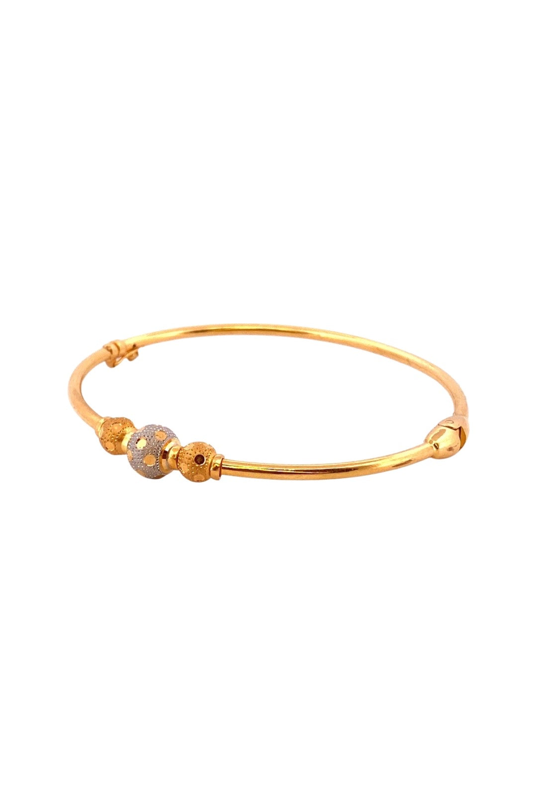 22K Gold Three-Beads Decor Single Bangle