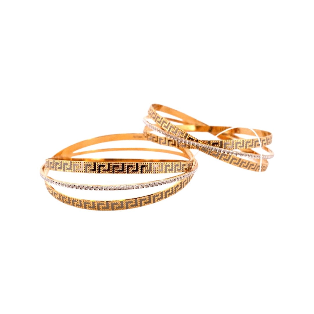 22K Gold Two-tone Fashionable Pair of Bangles