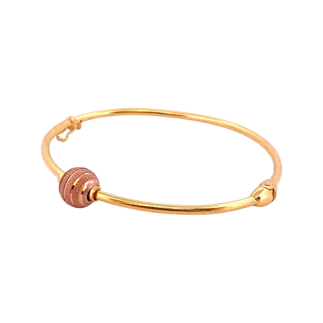 22K Gold Rose Gold Bead Single Bangle