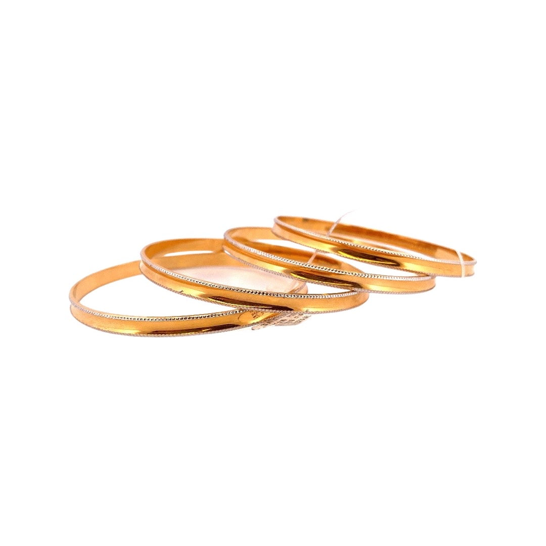 22K Gold Two-tone Plain 4 Pieces Bangles Set