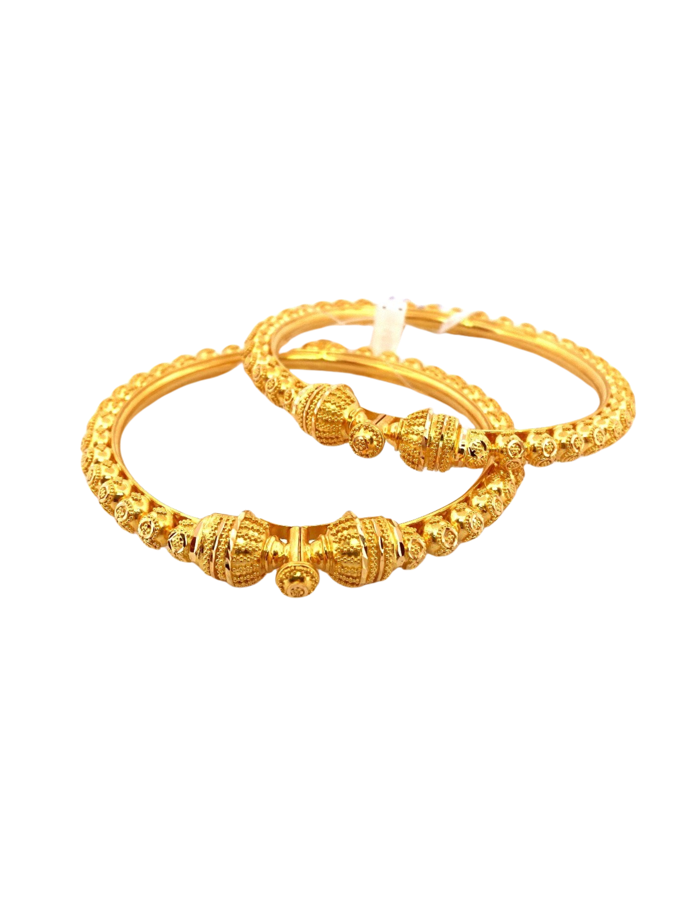 22K Gold Designer 2 Pieces Set Of Ladies Screw Bangles