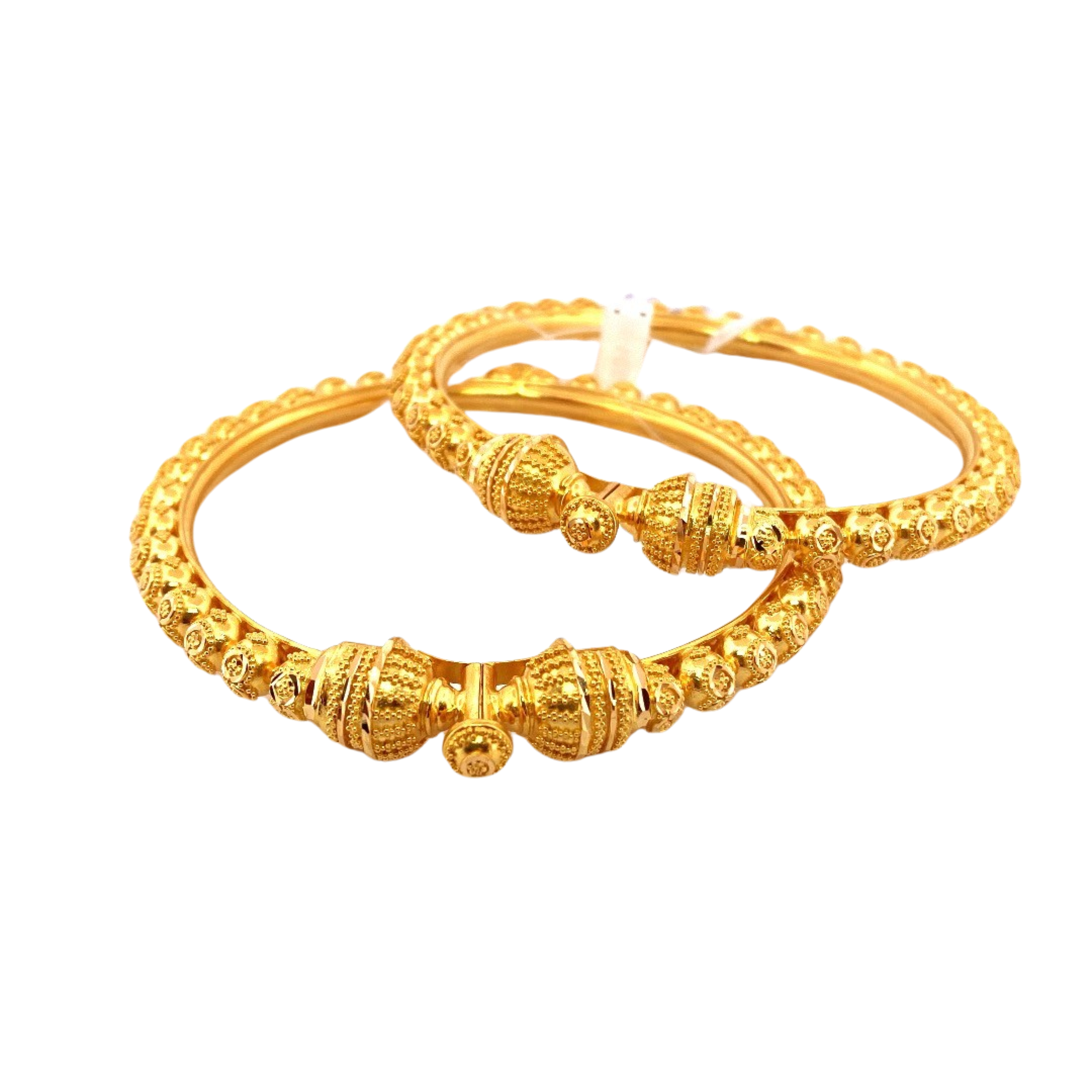 22K Gold Designer 2 Pieces Set Of Ladies Screw Bangles