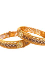 22K Gold Flower Design 2 Pieces Set OfLadies Screw Bangles