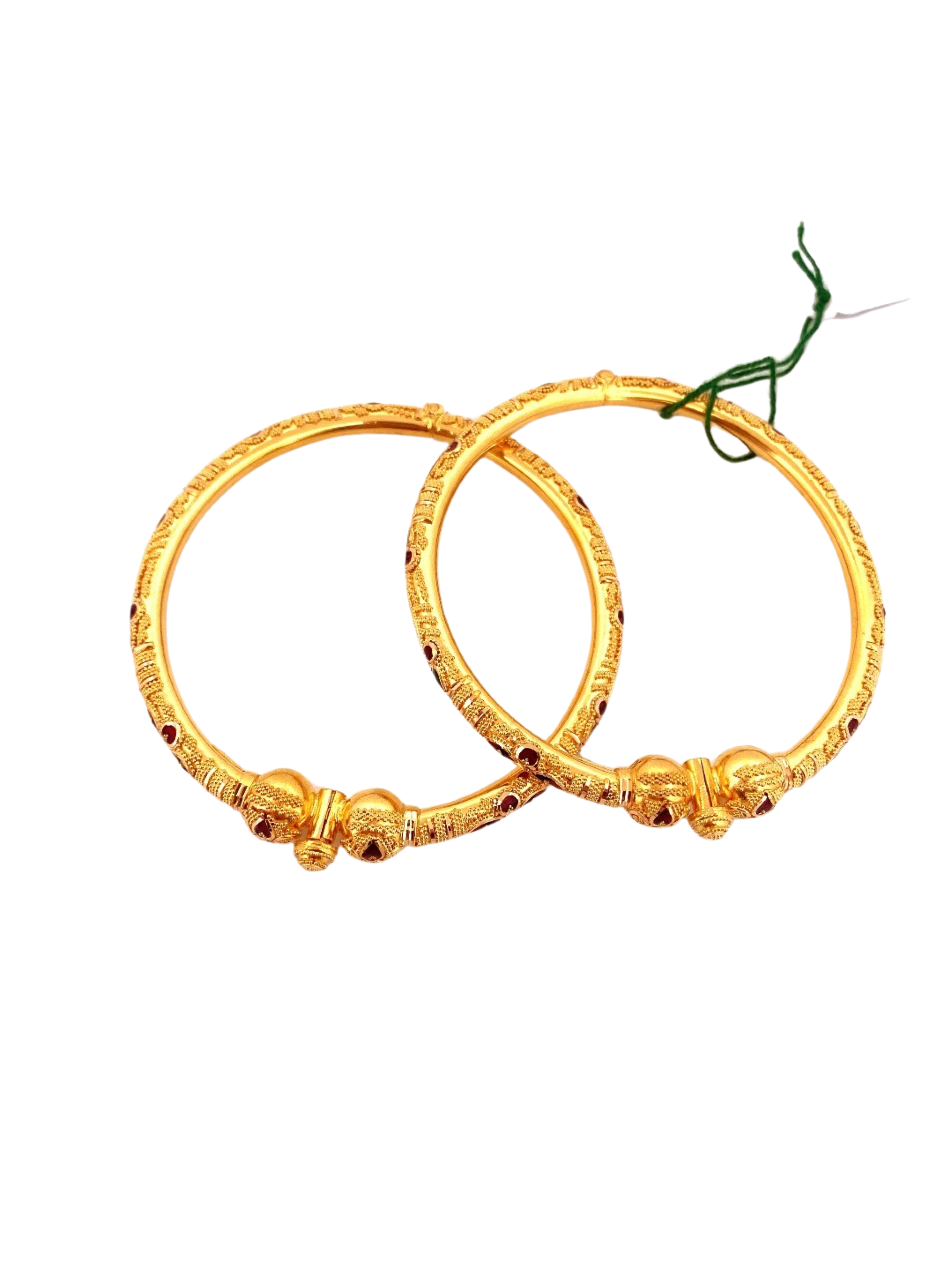 22K Gold Designer 2 Pieces Set Of Ladies Screw Bangles