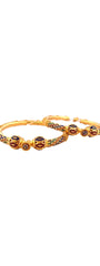 22K Gold Meena 2 Pieces Set Of Ladies Screw Bangles
