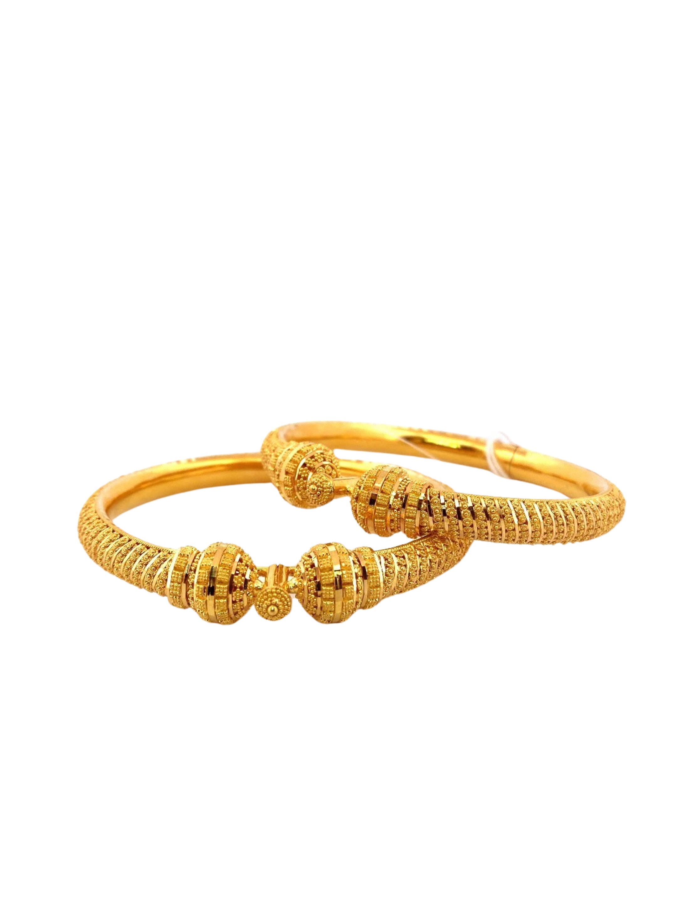 22K Gold Designer 2 Pieces Set Of Ladies Screw Bangles