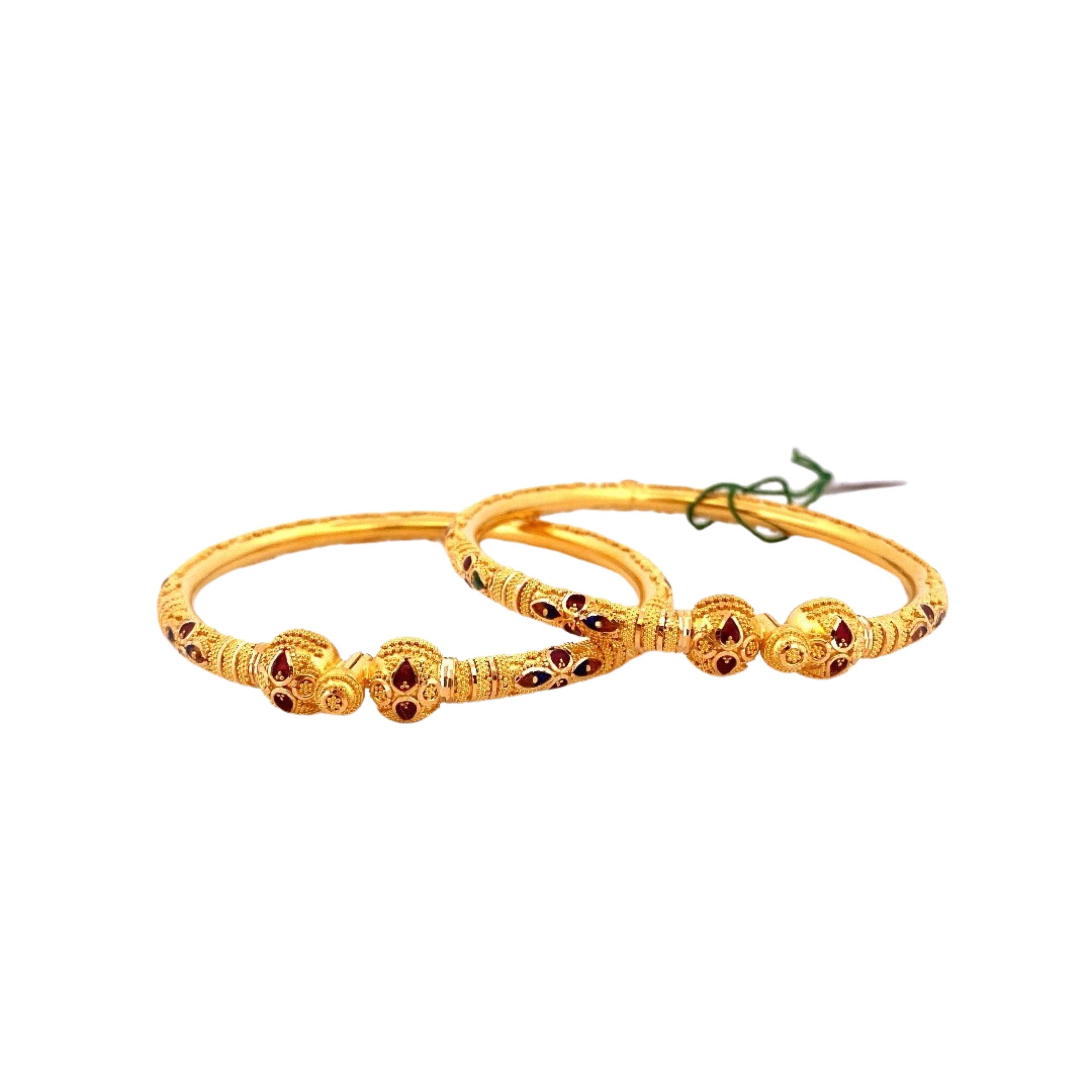 22K Gold Designer 2 Pieces Set Of Ladies Screw Bangles