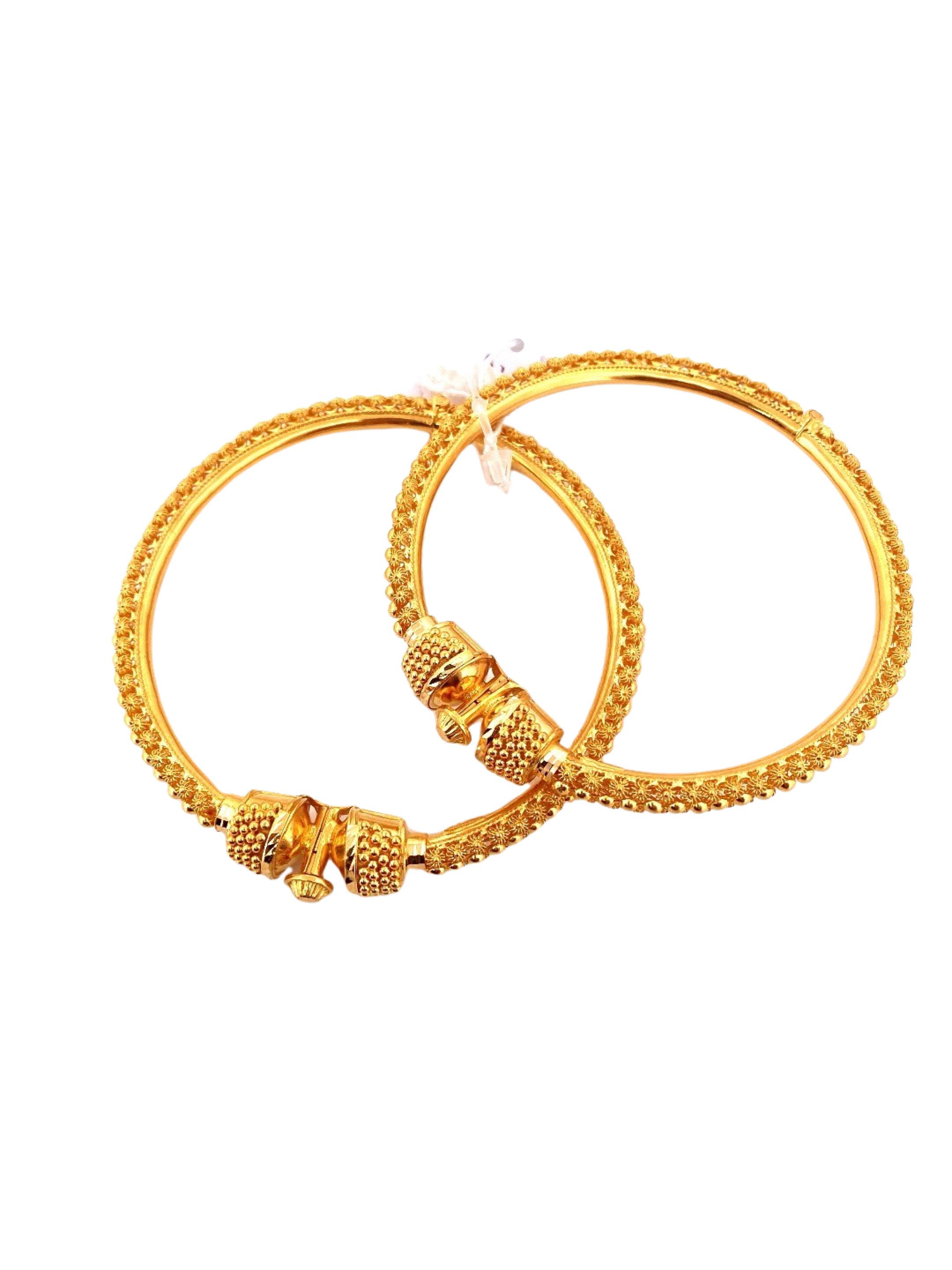 22K Gold Designer 2 Pieces Set Of Ladies Screw Bangles