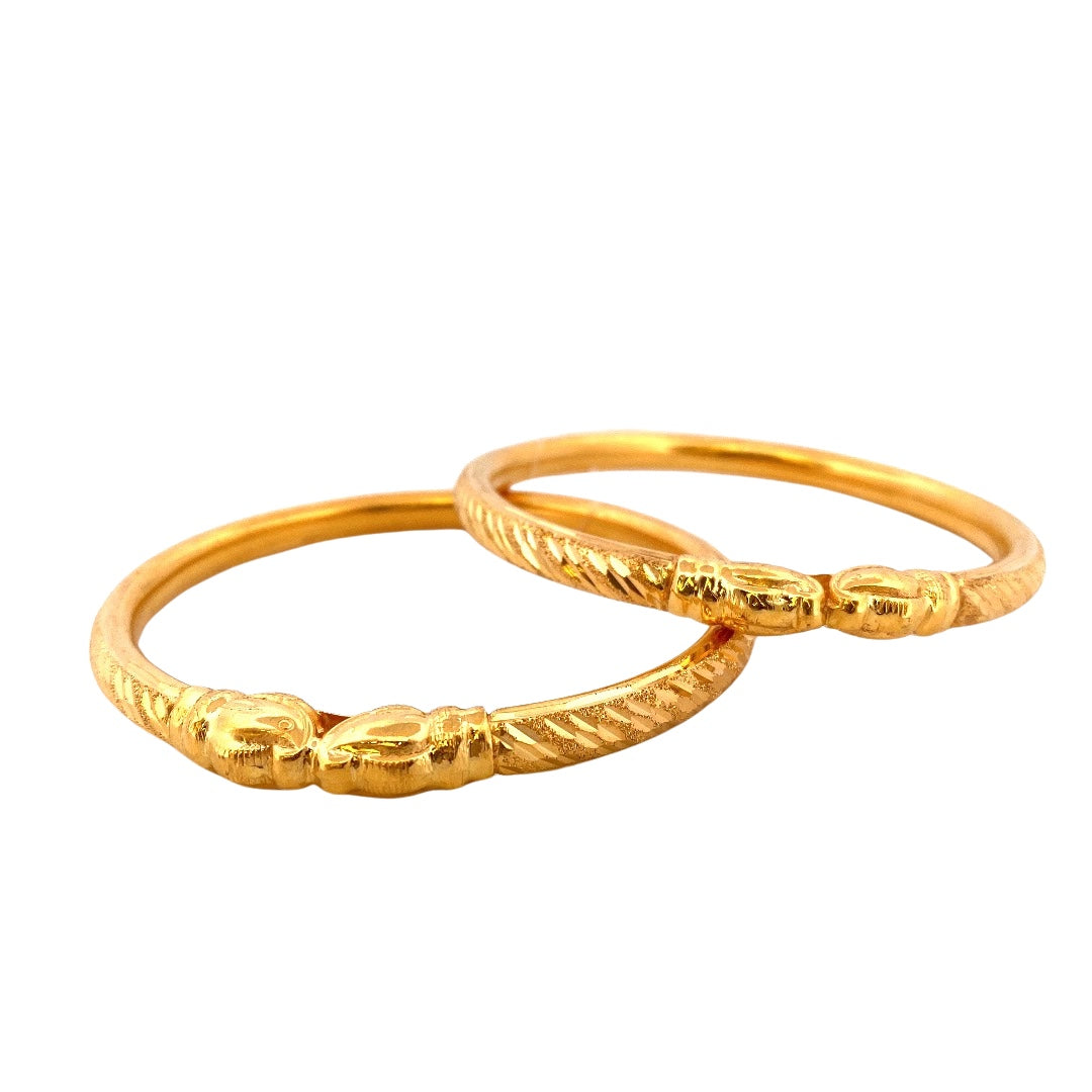 22K Gold Designer Laser Cut Ladies 2 Pieces Set Of Bangles