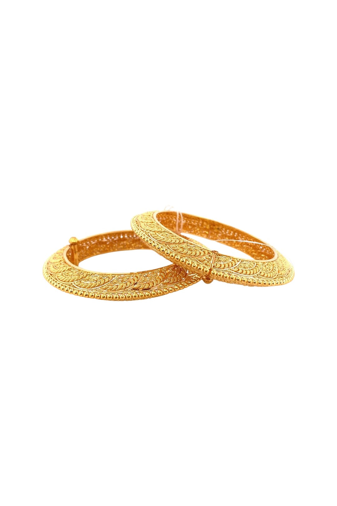 22K Gold 2 Pieces Set Of Ladies Screw Bangles
