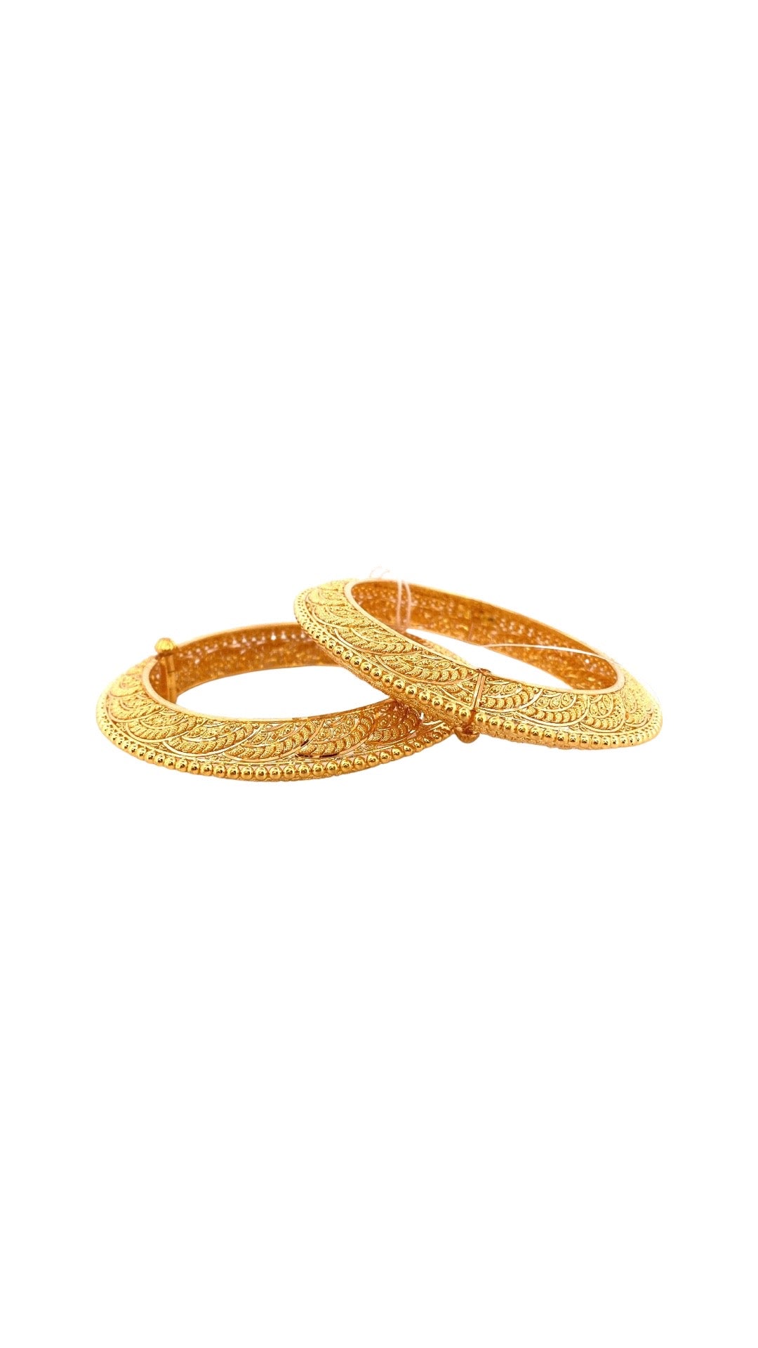 22K Gold 2 Pieces Set Of Ladies Screw Bangles