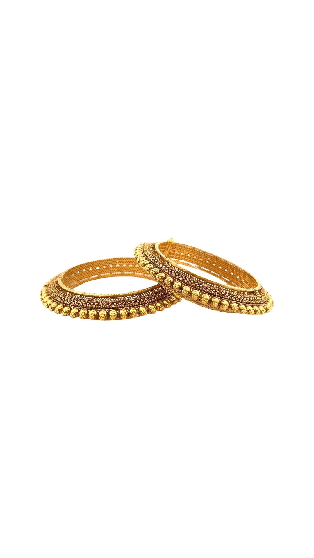22K Gold Antique 2 Pieces Set Of Ladies Screw Bangles