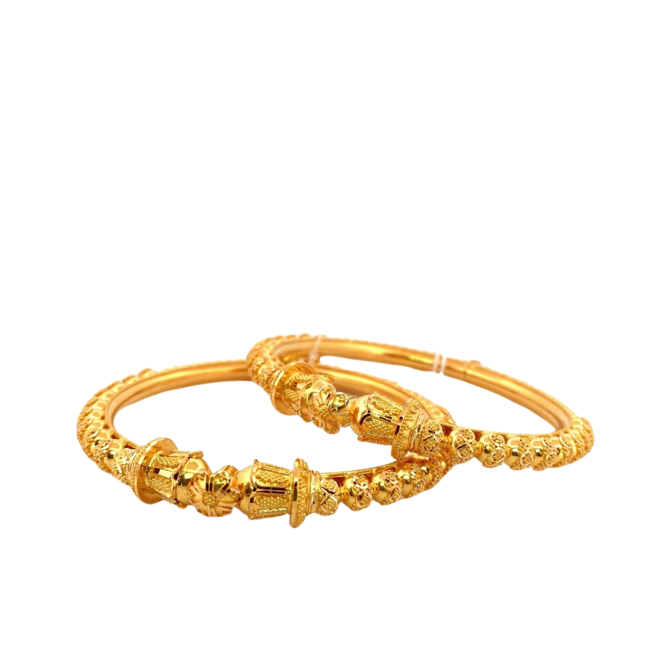 22K Gold Designer 2 Pieces Set Of Ladies Screw Bangles