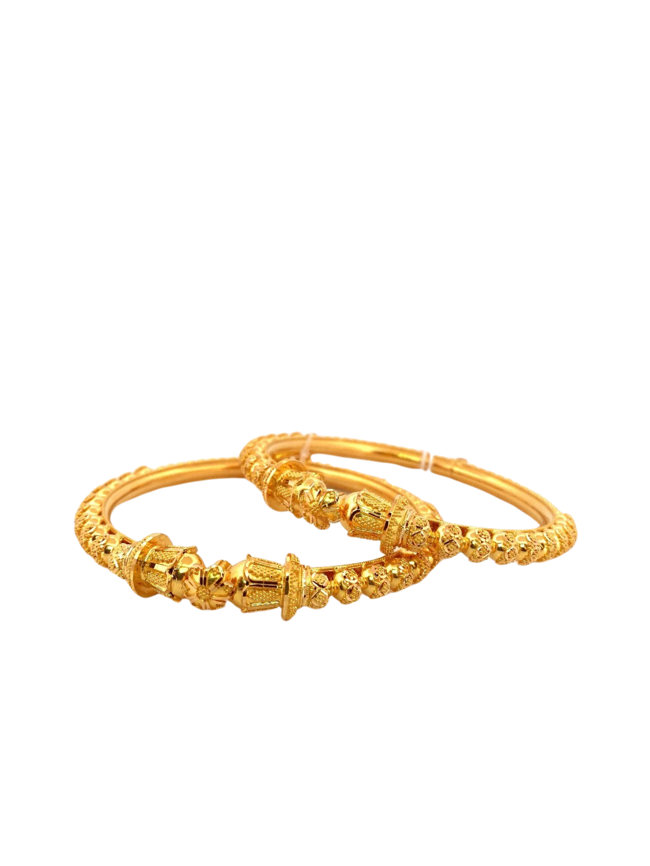 22K Gold Designer 2 Pieces Set Of Ladies Screw Bangles