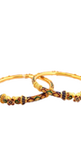 22K Gold Meena Designer 2 Pieces Set Of Ladies Screw Bangles