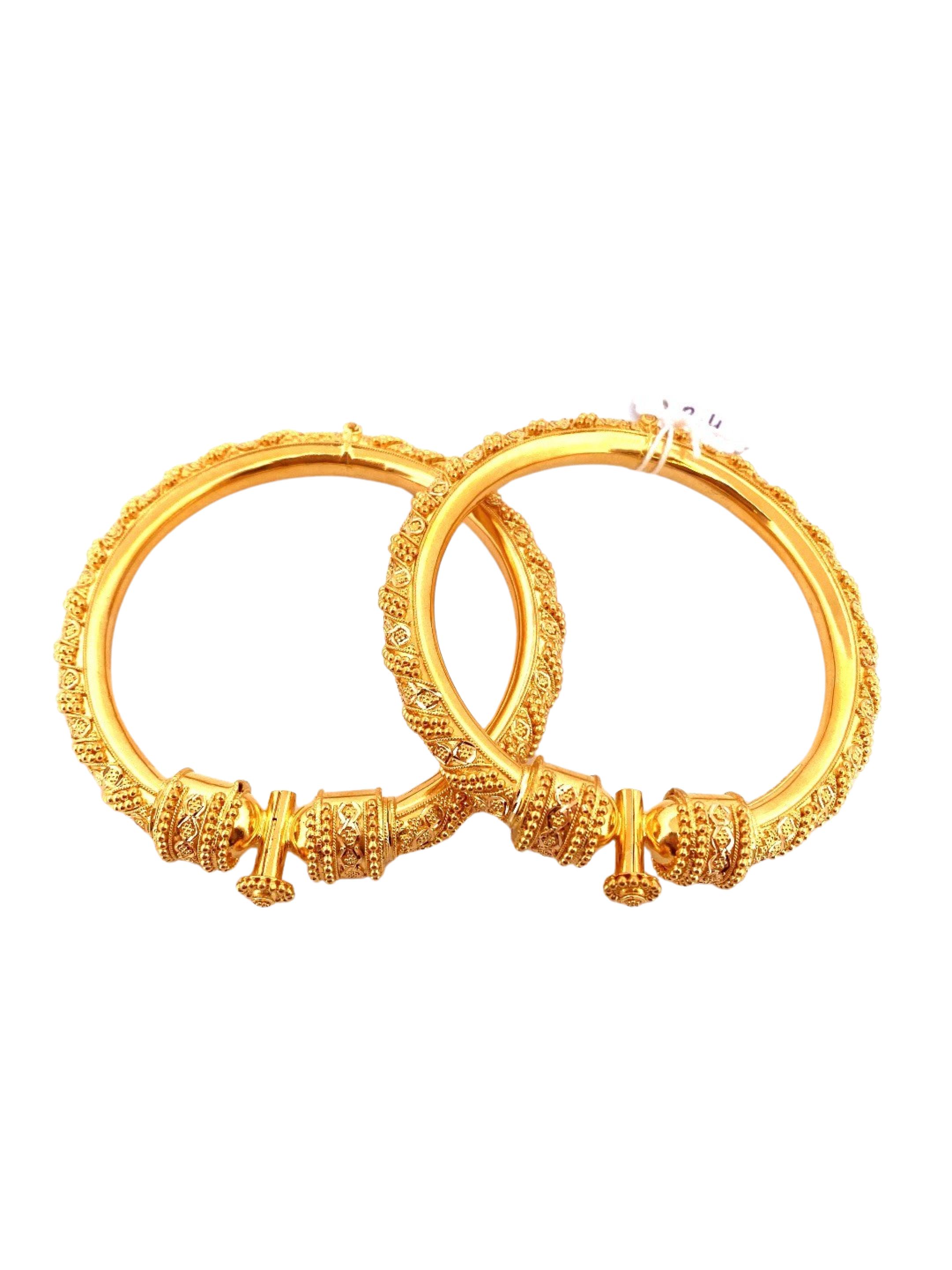 22K Gold Designer 2 Pieces Set Of Ladies Screw Bangles