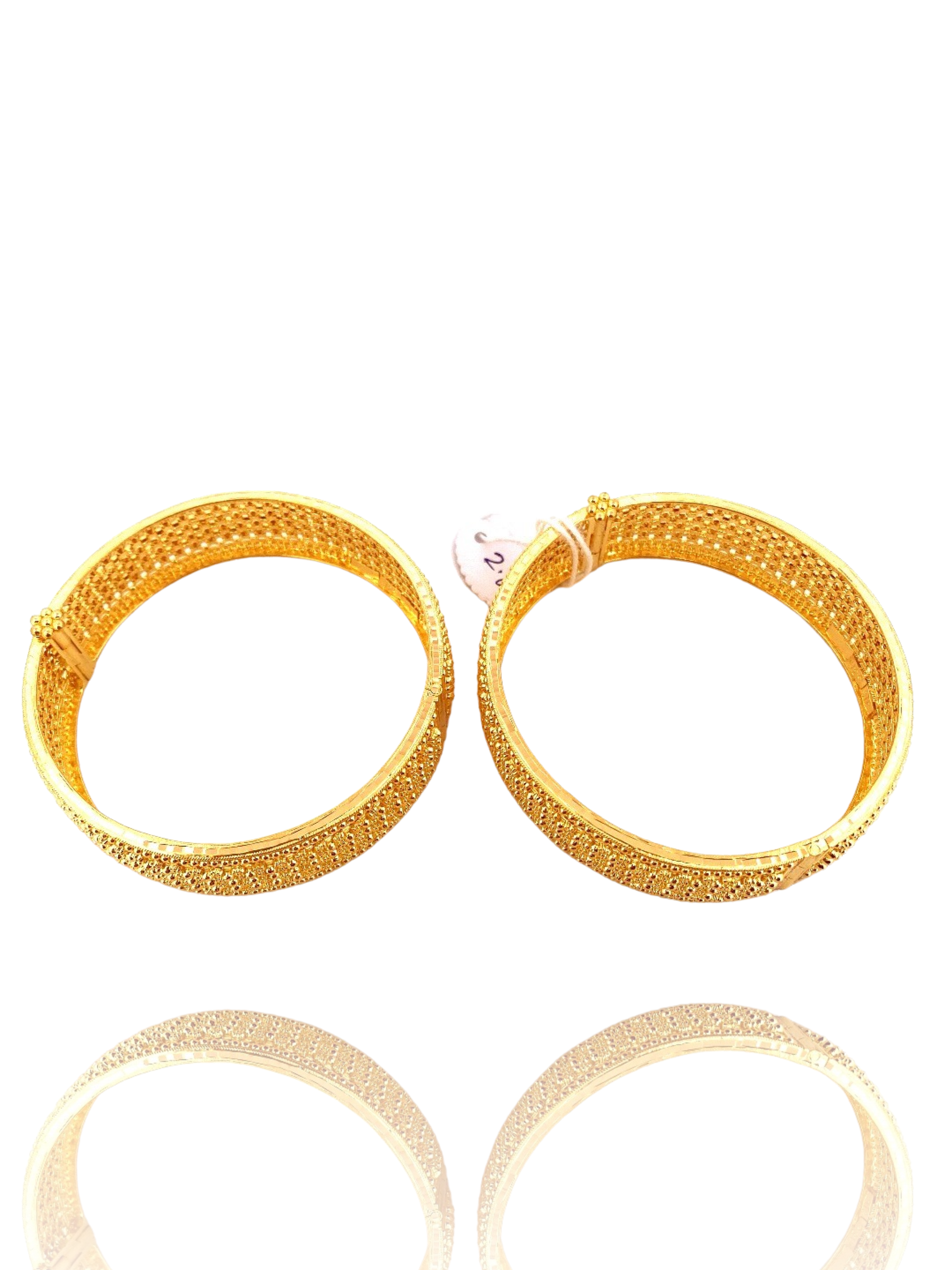 22K Gold Designer 2 Pieces Set of Ladies Screw Bangles