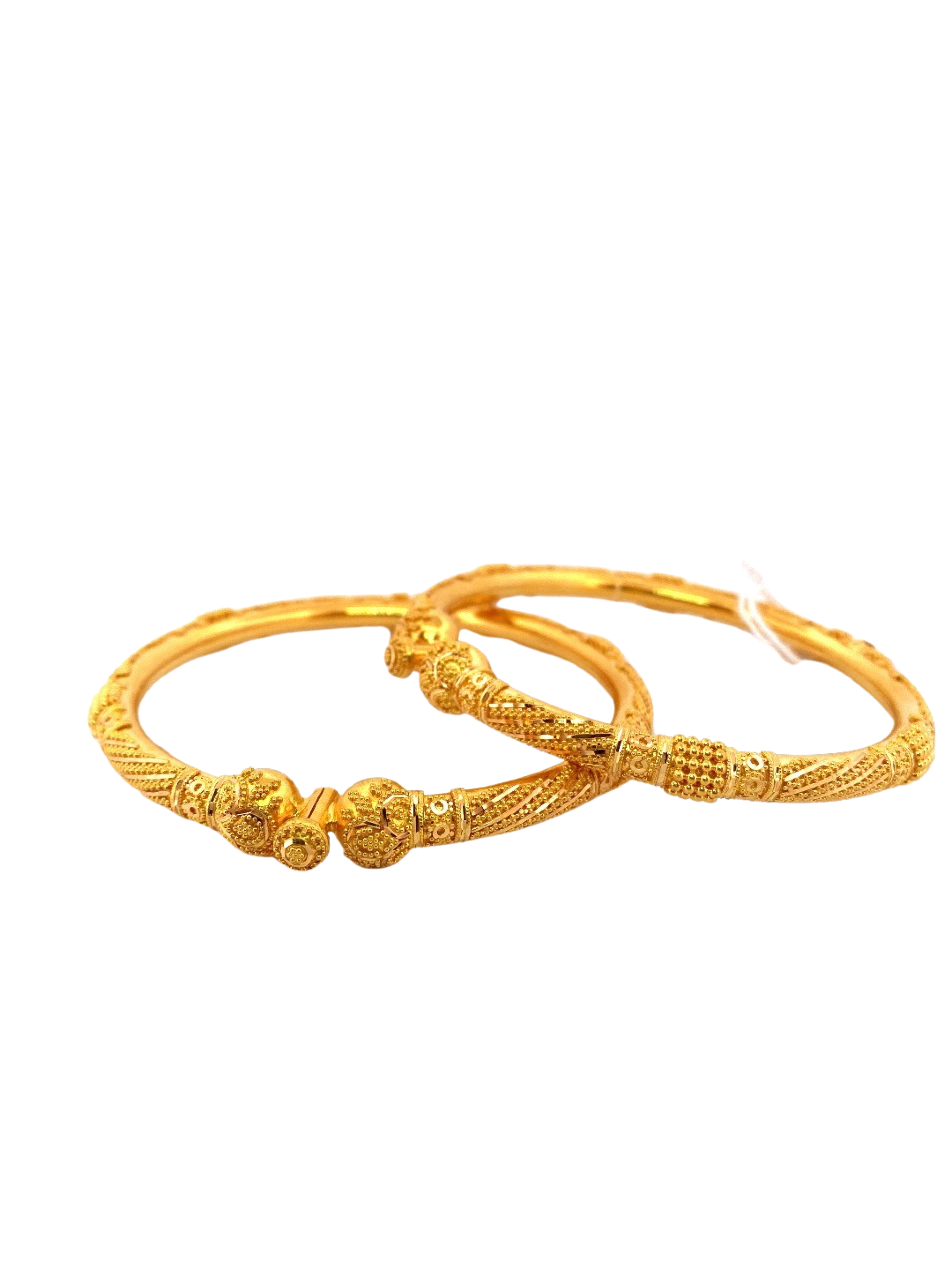 22K Gold Designer 2 Pieces Set Of Ladies Screw Bangles