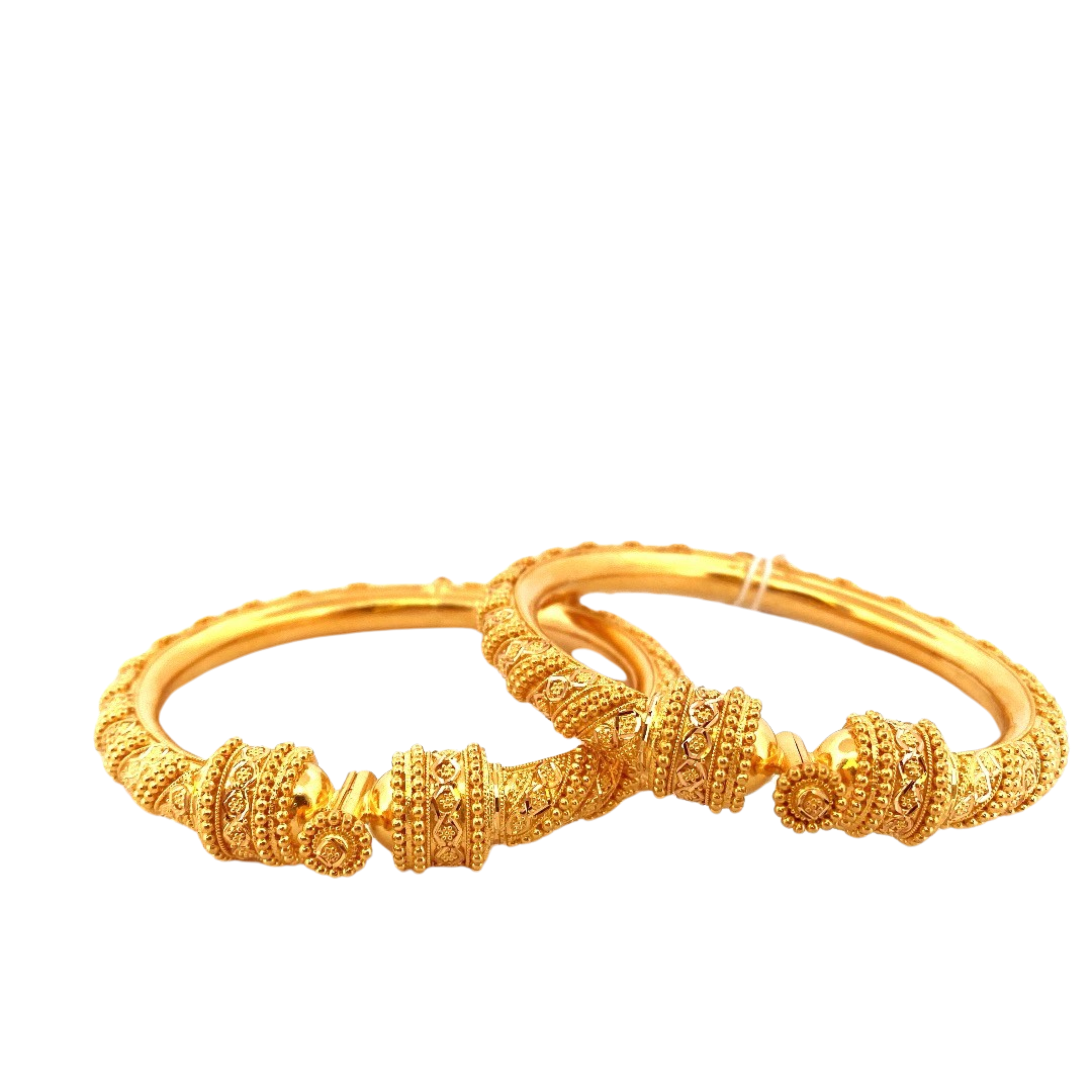 22K Gold Designer 2 Pieces Set Of Ladies Screw Bangles