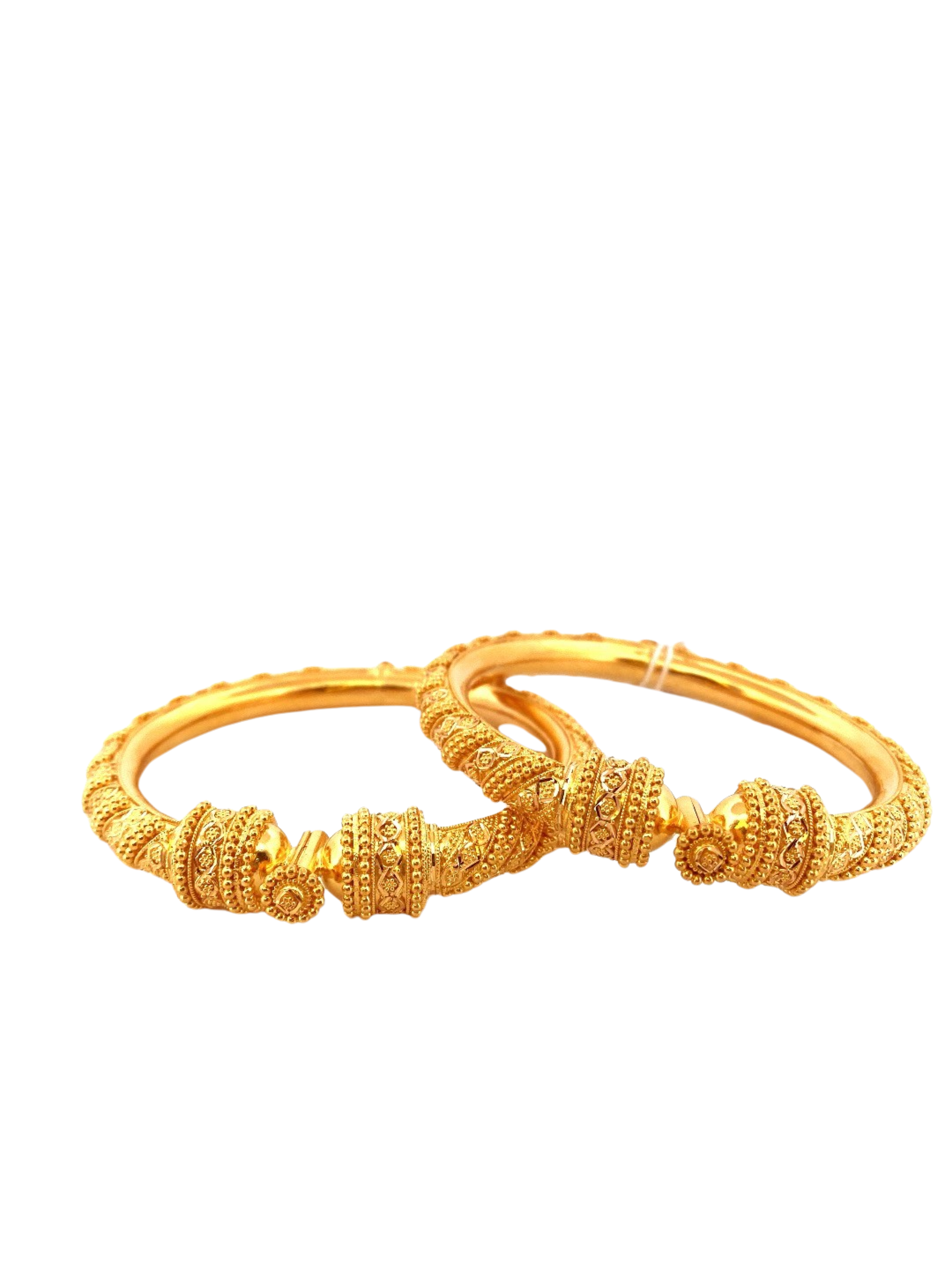 22K Gold Designer 2 Pieces Set Of Ladies Screw Bangles